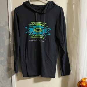 Anvil Black Hoodie with Blue and Green Graphic